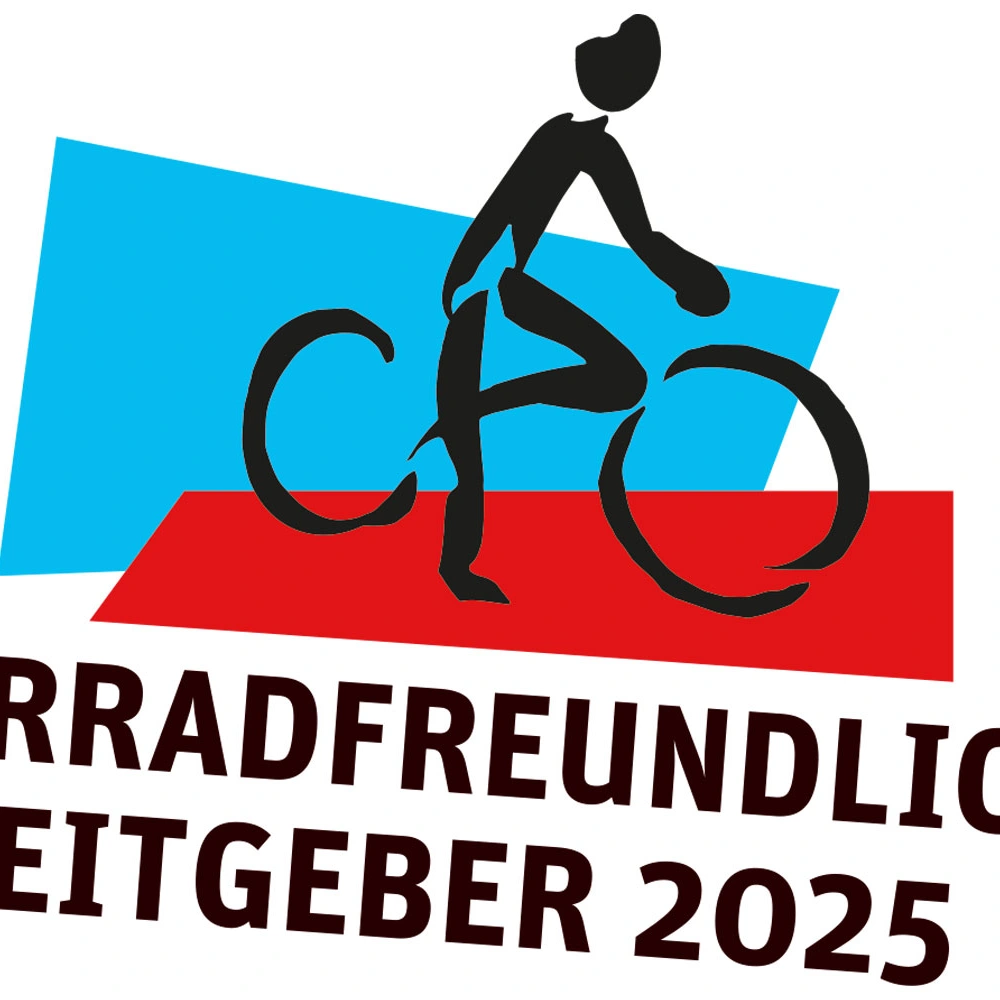 Logo mit Fahrradfahrer und dem Text "Fahrradfreundlicher Arbeitgeber 2025".