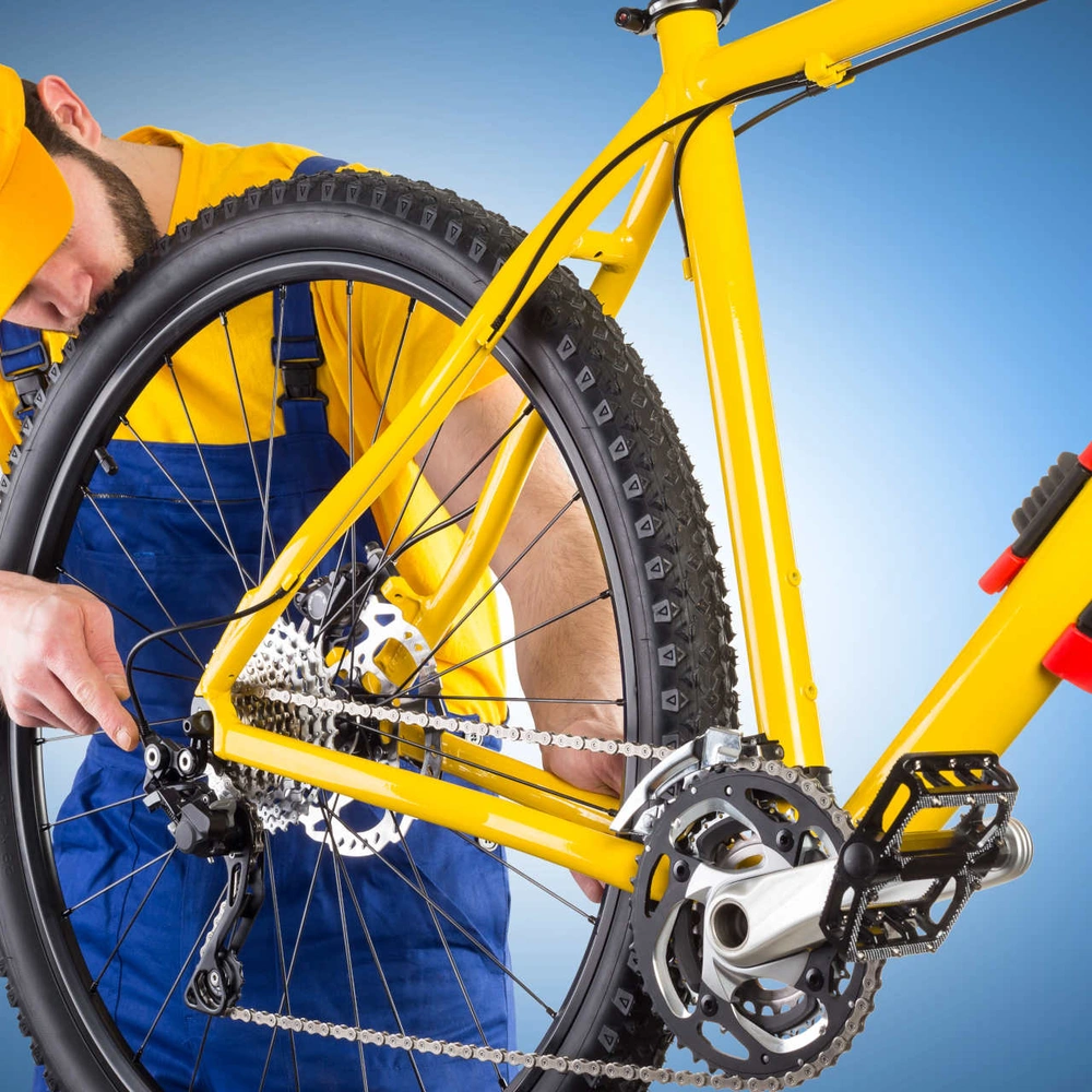 Fahrrad auf einem Montageständer