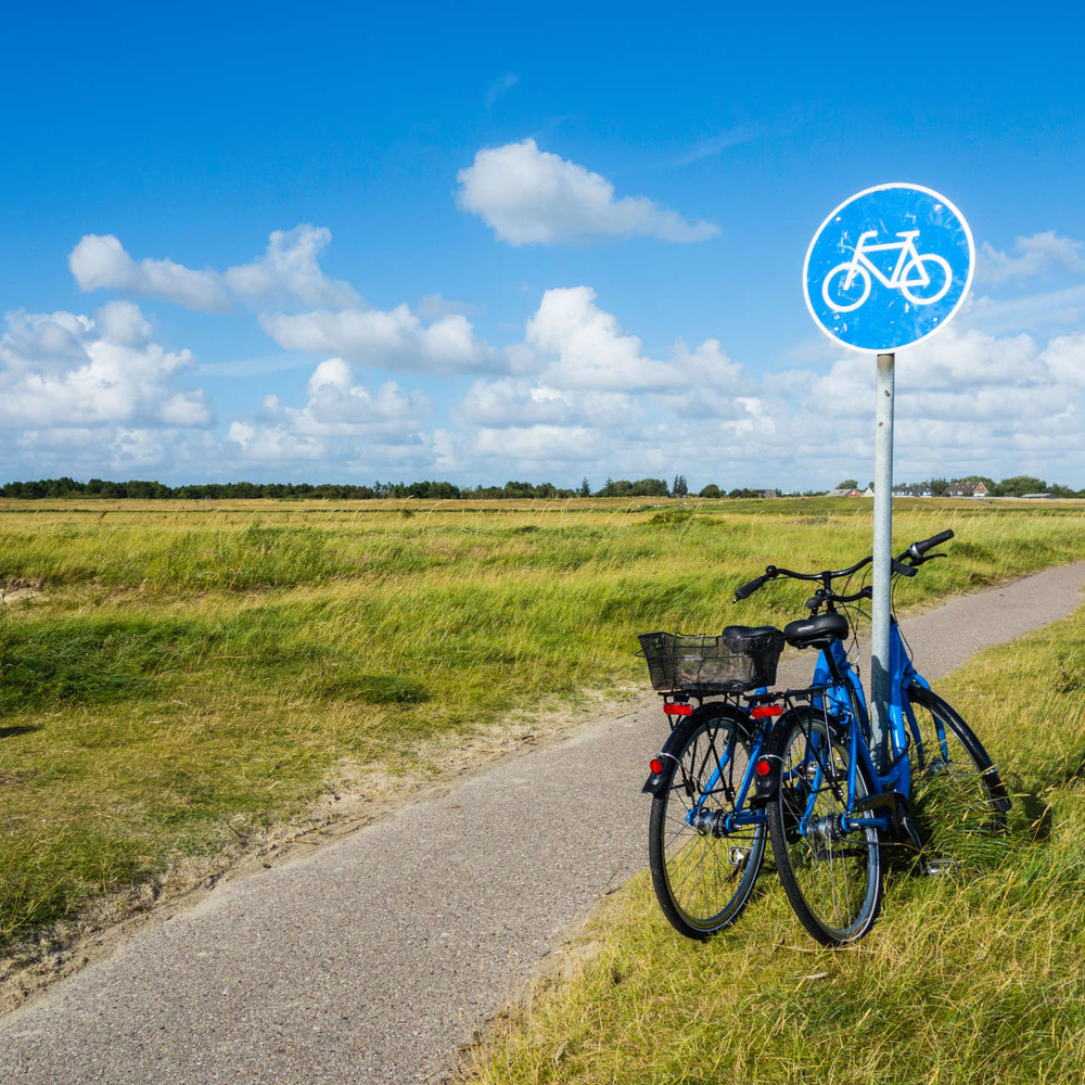 Der Nordsee-Radweg: Radreisen an der Nordseeküste Zwei Fahrräder stehen auf einem Radweg