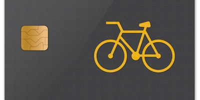 Eine Kreditkarte mit einem Fahrrad drauf