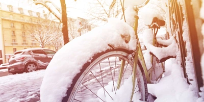 Fahrrad im Winter.