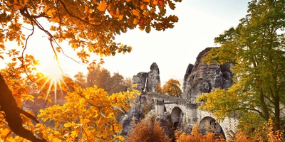 Basteibrücke im Herbst