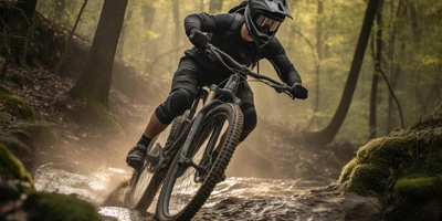 Mountainbiker im Wald