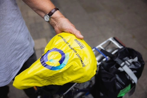 Marta Binders Sattel ist mit linexo Sattelschutz gerüstet