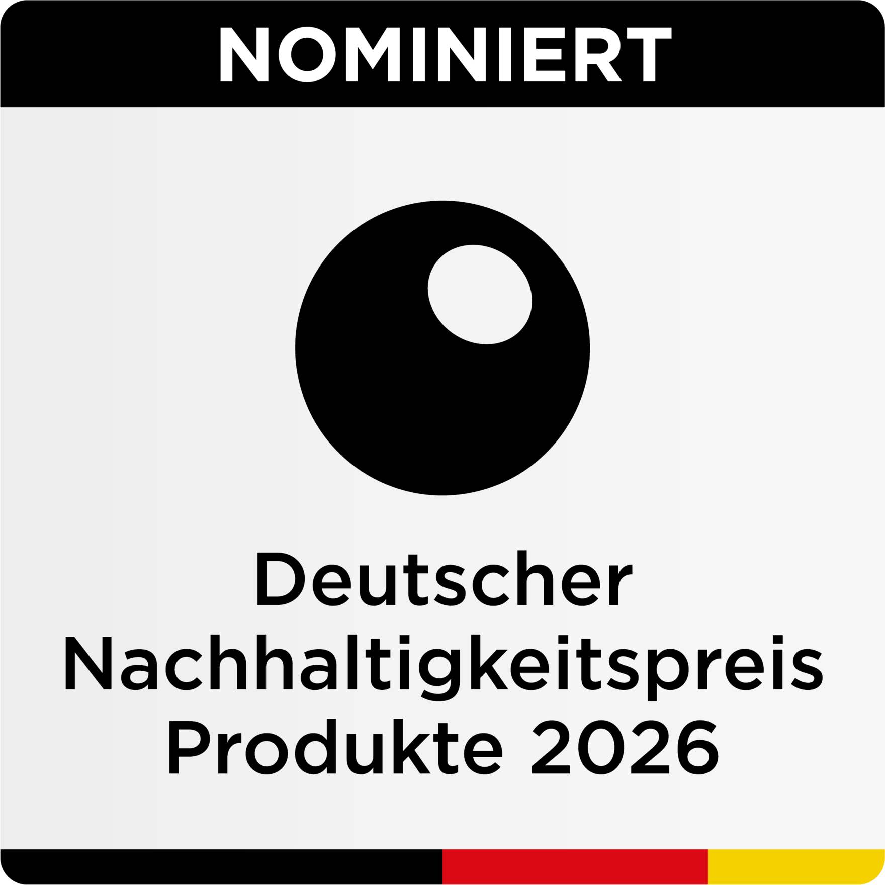 Nominierungslogo für den Deutschen Nachhaltigkeitspreis 2026.
